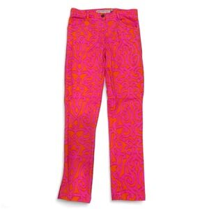 Gretchen Scott Pink Orange Geometric Slim Skinny Pants Stretch Medium